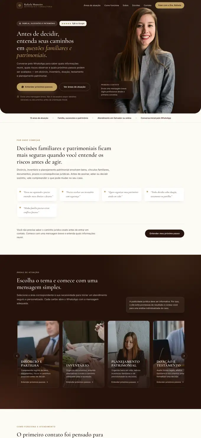 Site da advogada Rafaela Monteiro